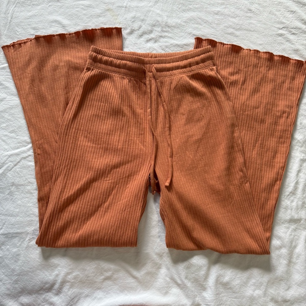 NWOT Billabong Ribbed Orange Wide-Leg Lounge Pants Size Small